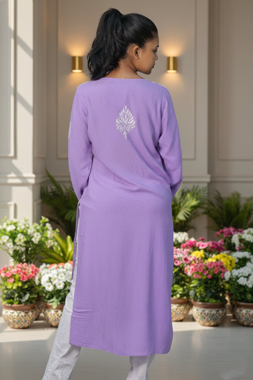 Lavendar Kurti Chikankari Suit