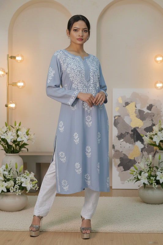 Noor-e-Lucknow - Chikankari Daisy Embroidered Kurta