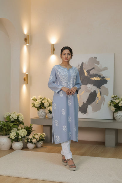 Grey Chikankari Suit