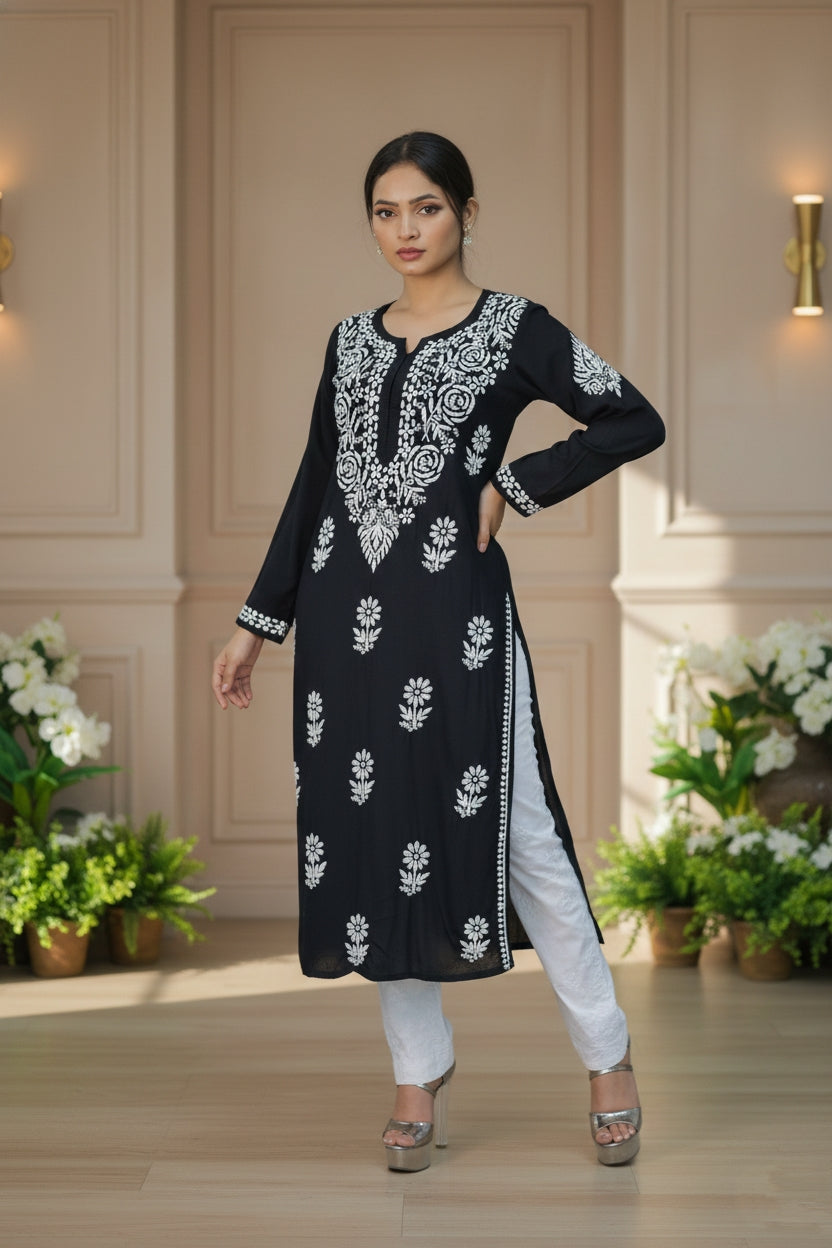 Black Chikankari Suit