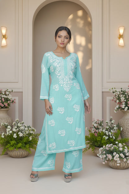 Sky Blue Chikankari Suit