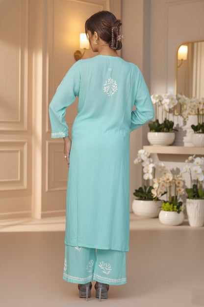 Sky Blue Chikankari Suit