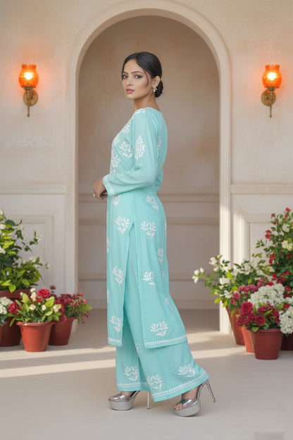 Sky Blue Chikankari Suit