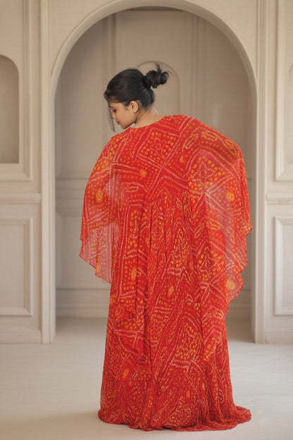 Orange Red Bandhej Suit