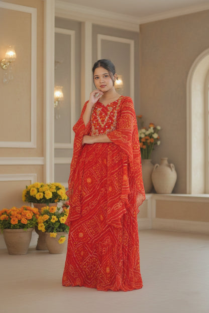 Orange Bandhej Suit