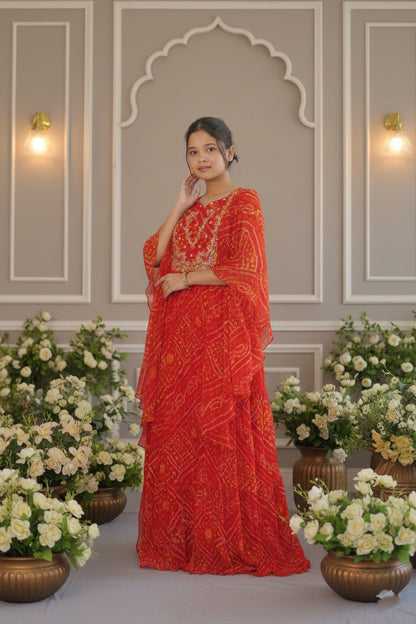 Orange Bandhej Suit