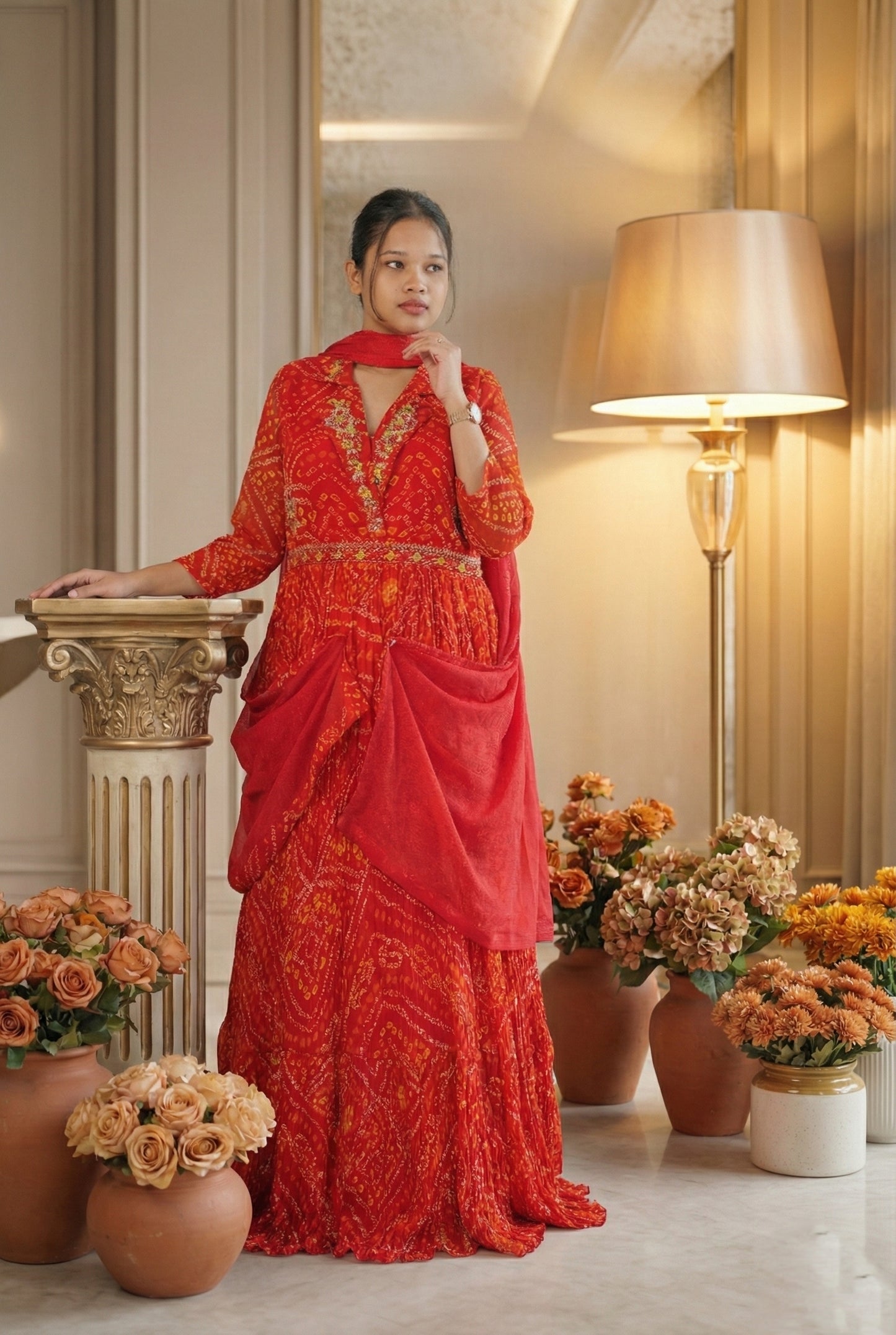 Orange Bandhej Suit