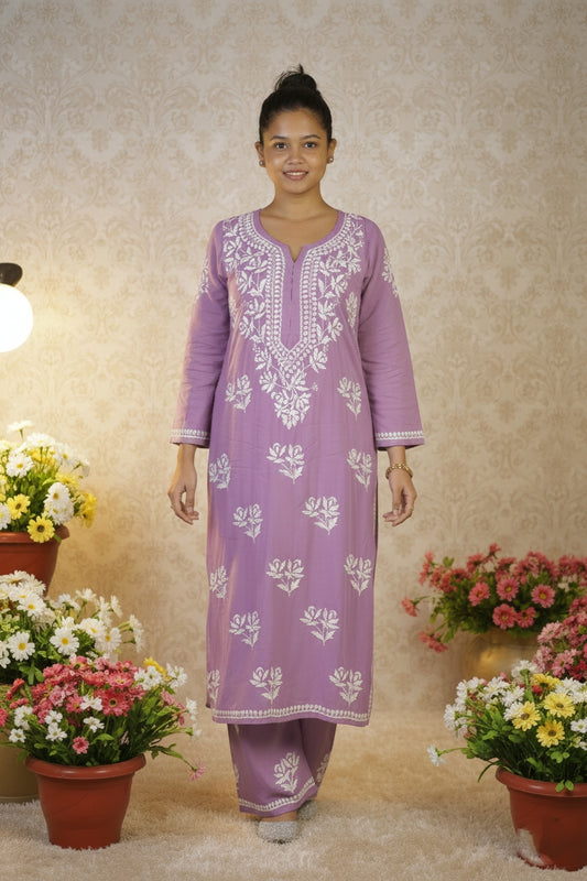 Lavender Chikankari Suit