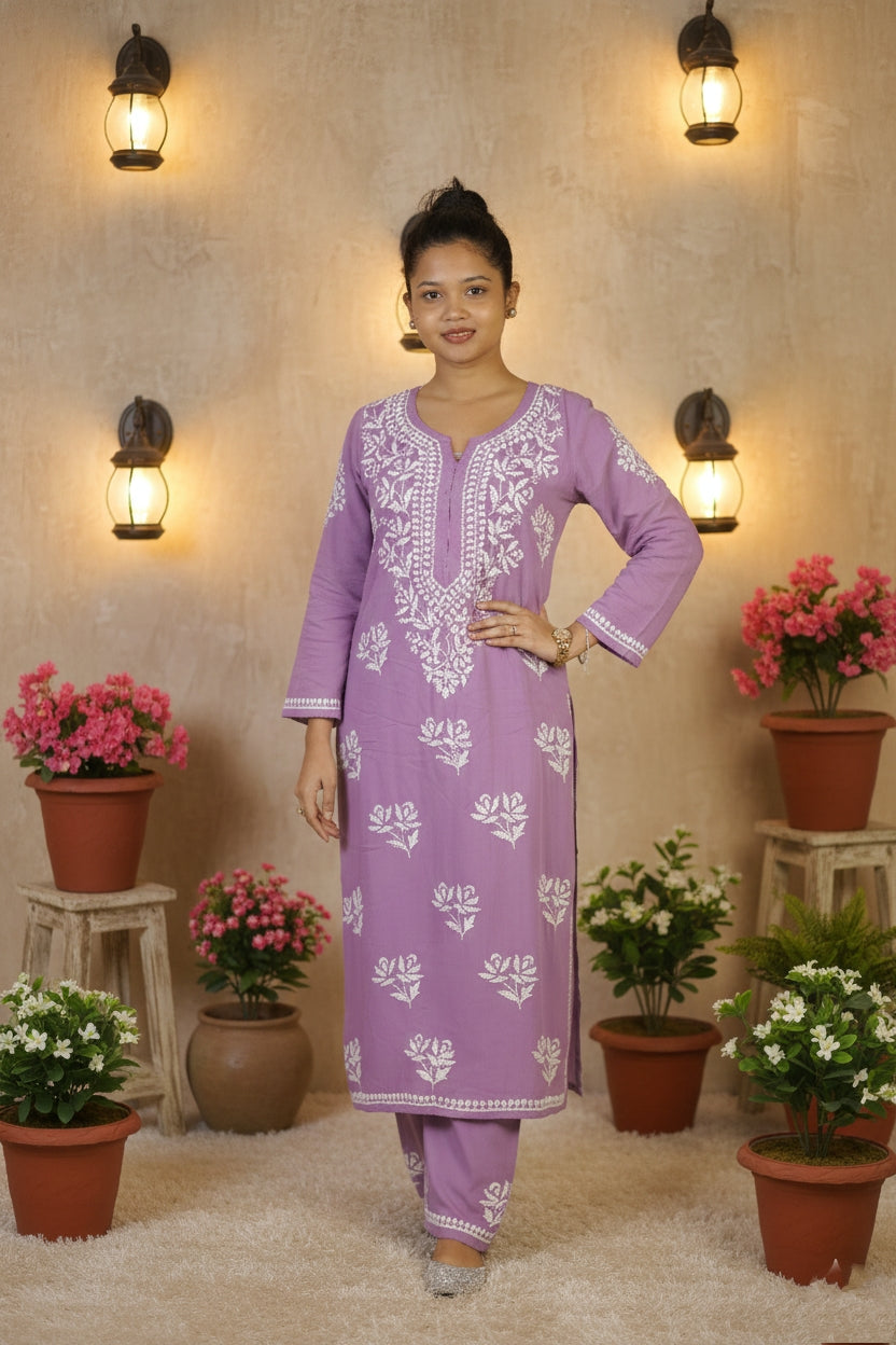 Lavender Chikankari Suit