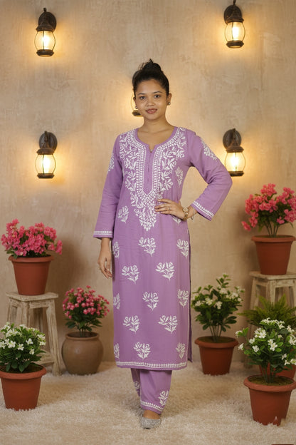 Lavender Chikankari Suit