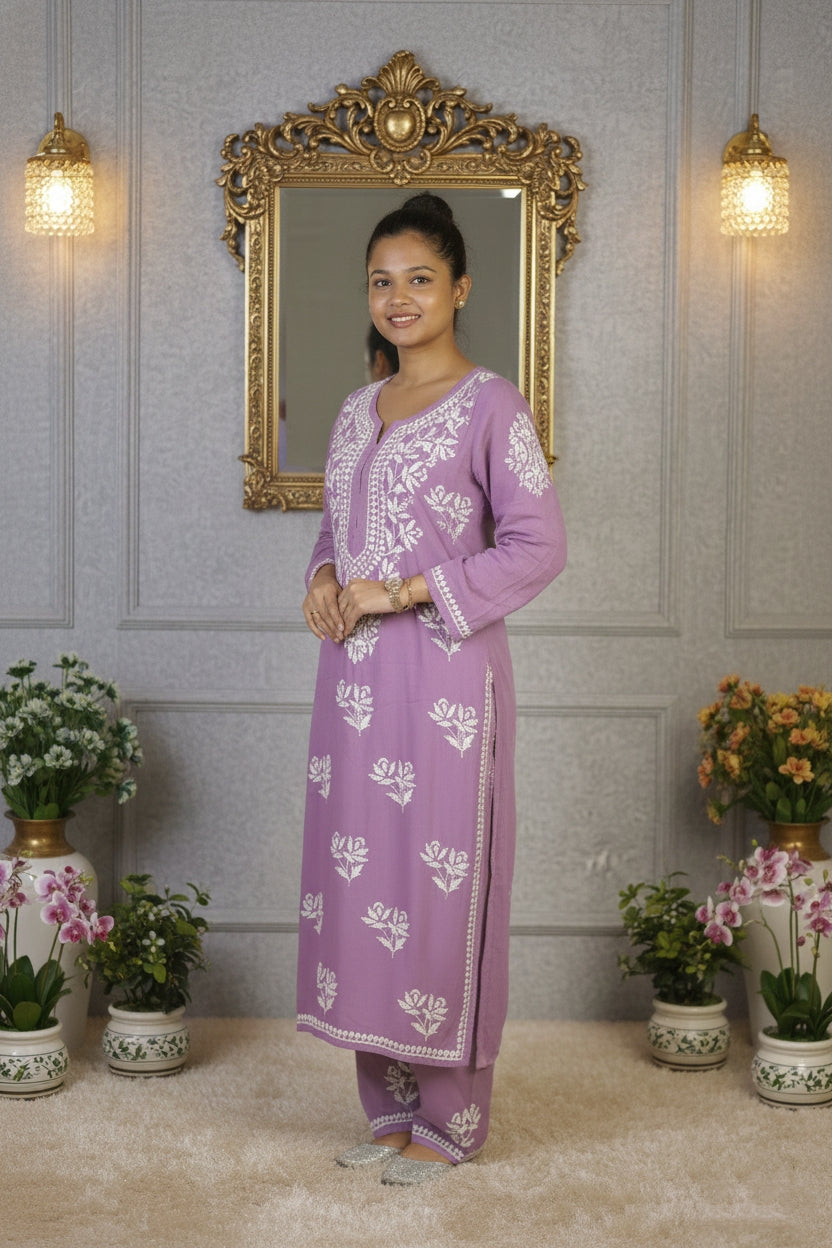 Lavender Chikankari Suit