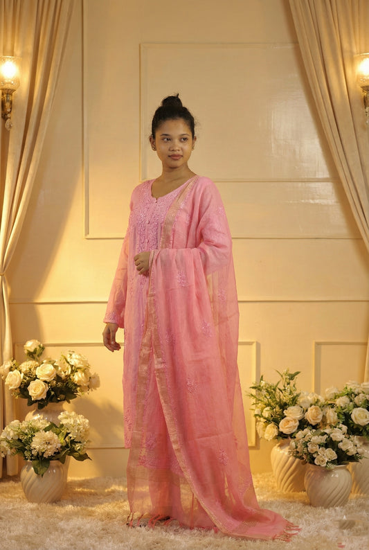 Rose Pink Chikankari Suit