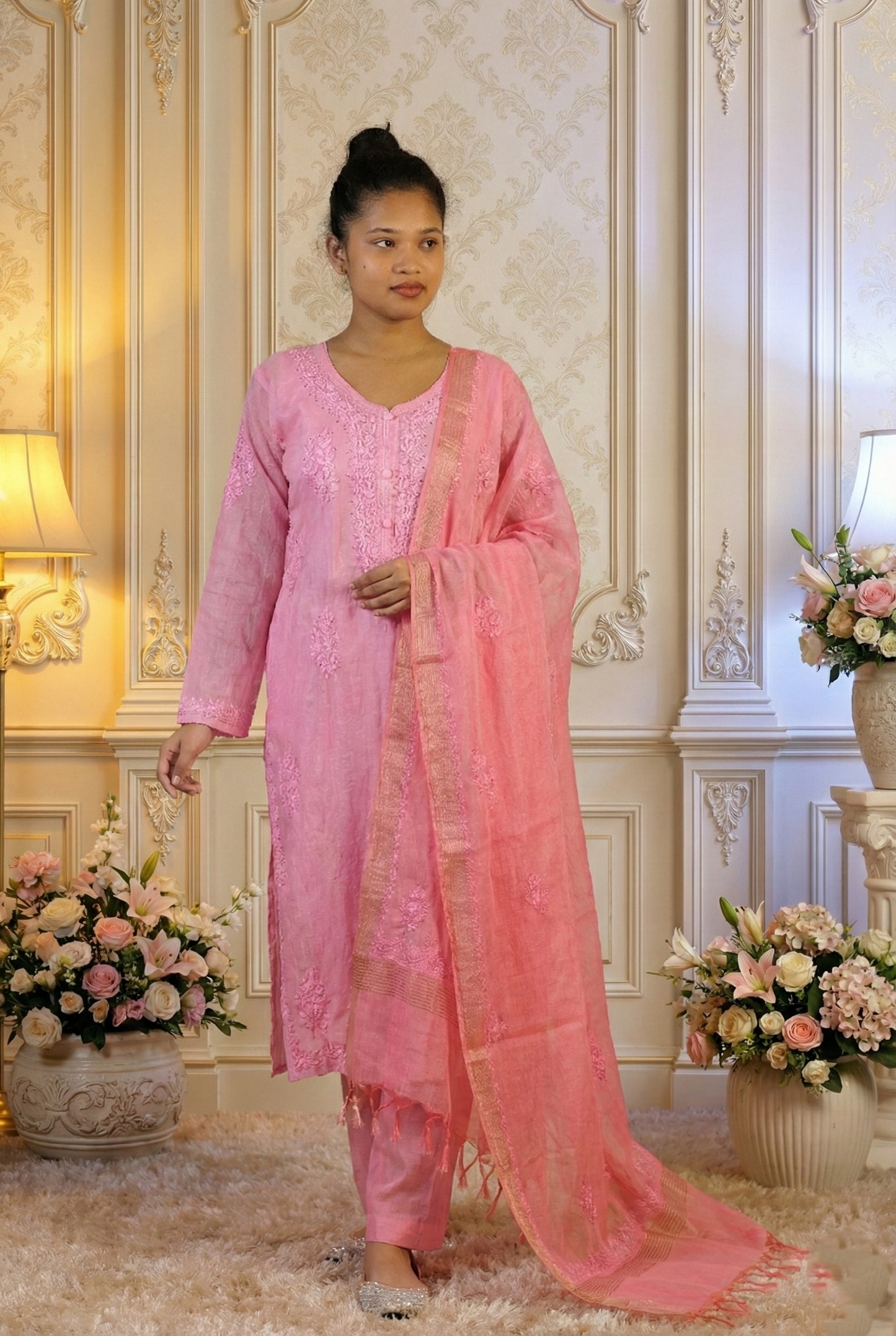 Rose Pink Chikankari Suit