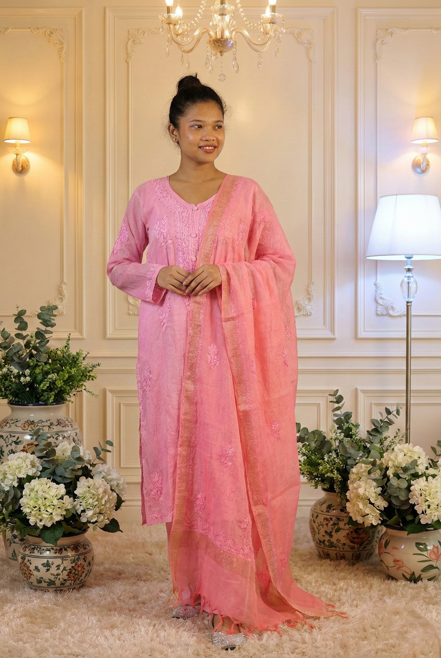 Rose Pink Chikankari Suit