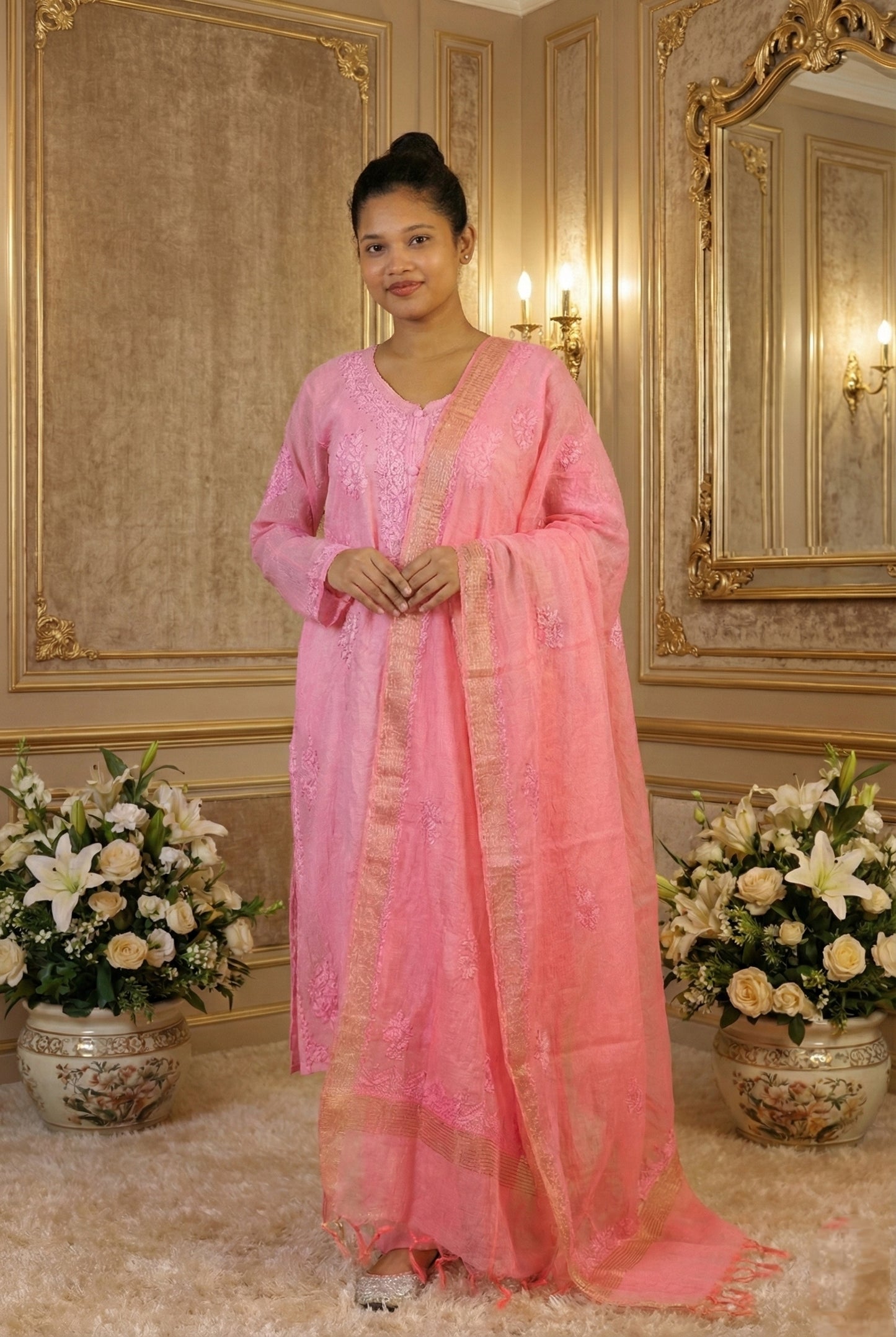 Rose Pink Chikankari Suit