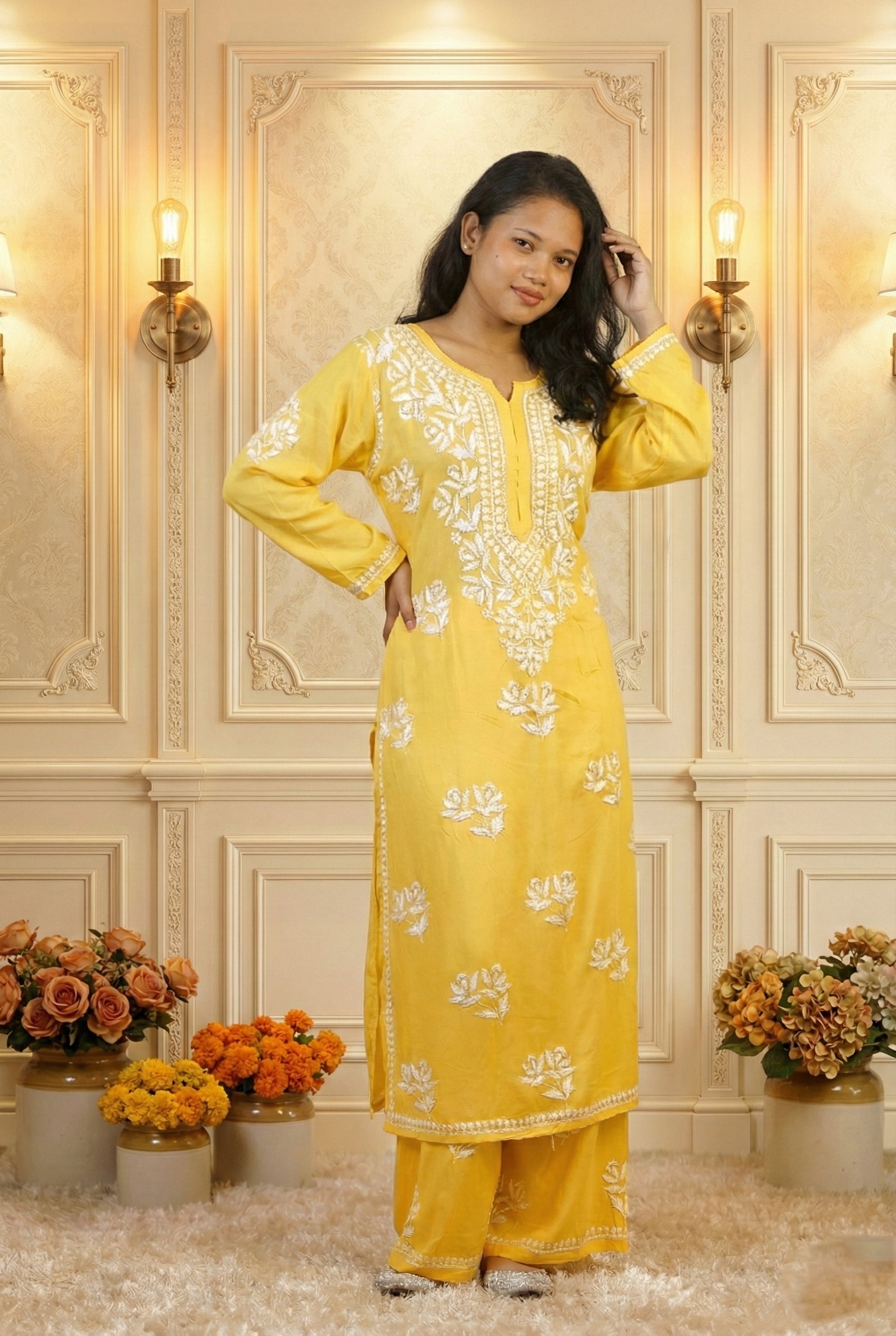 Yellow Chikankari Suit