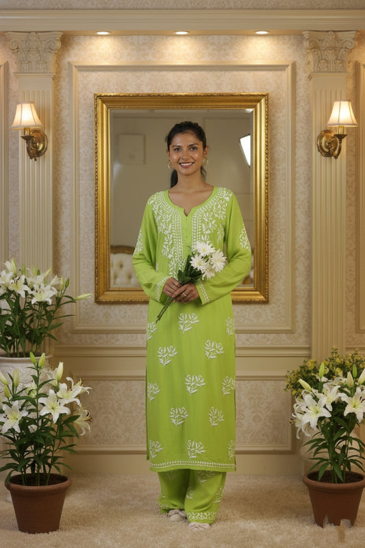 Green Chikankari Suit