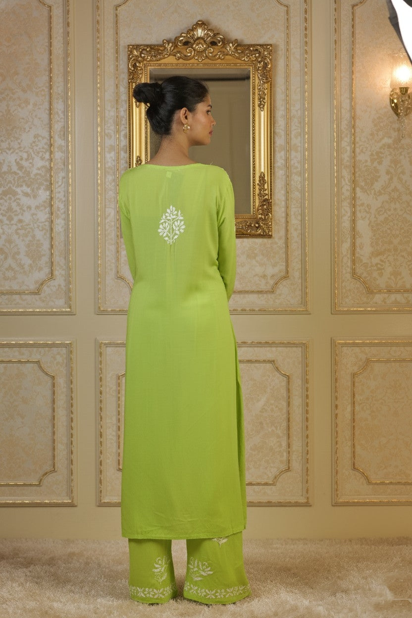 Green Chikankari Suit