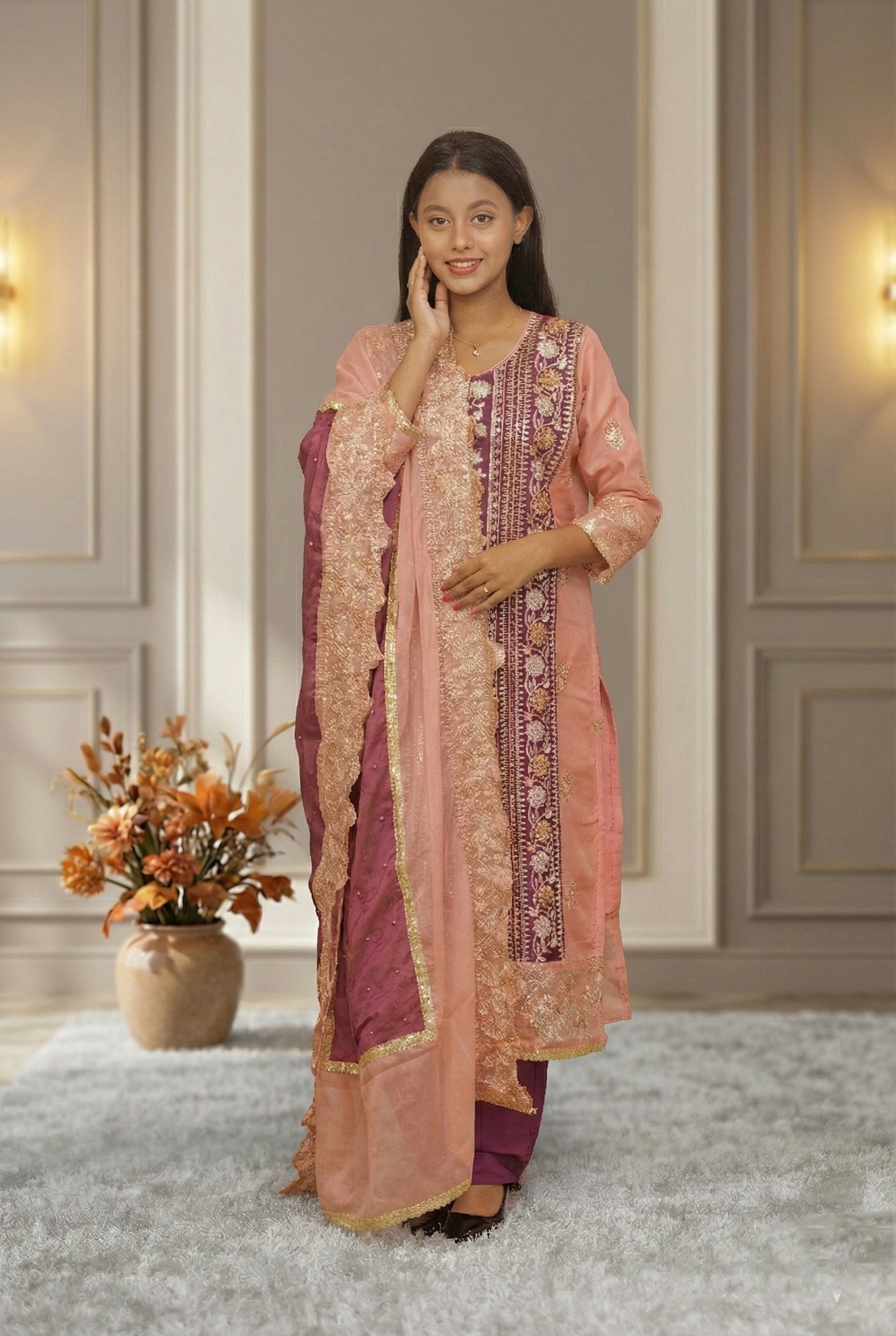Violet & Pink Sharara Suit