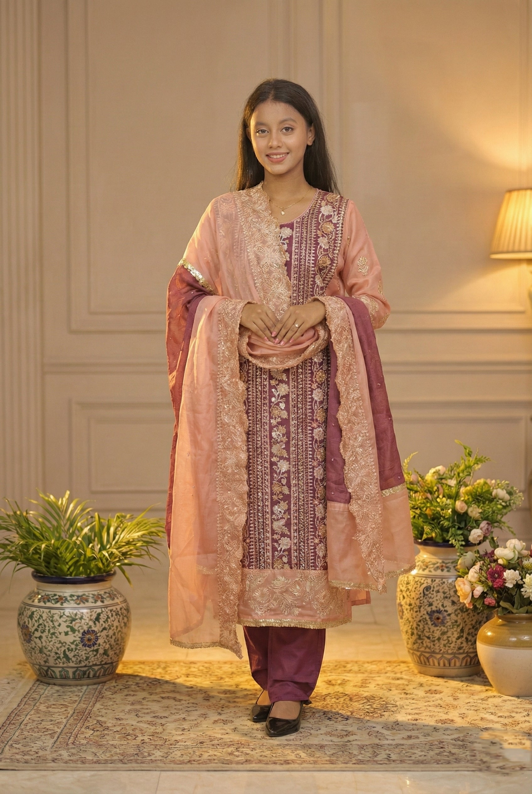Violet & Pink Sharara Suit