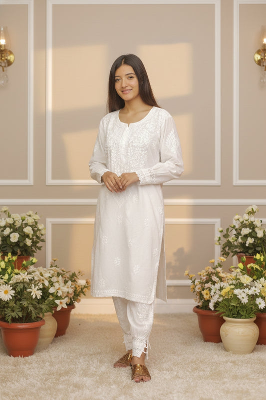 White Chikankari Suit