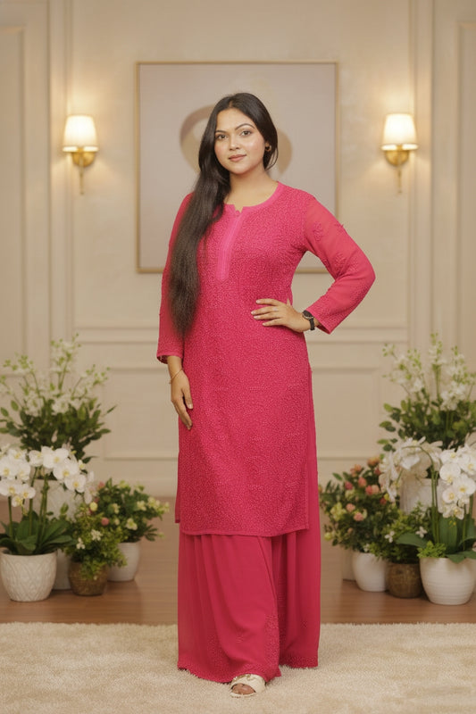 Magenta Chikankari Suit