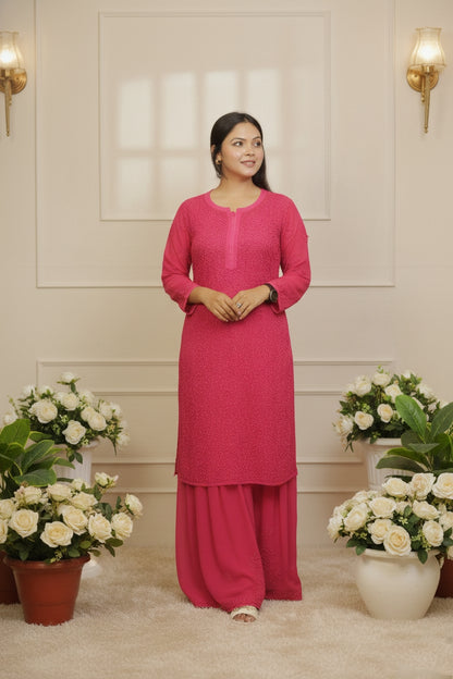 Magenta Chikankari Suit