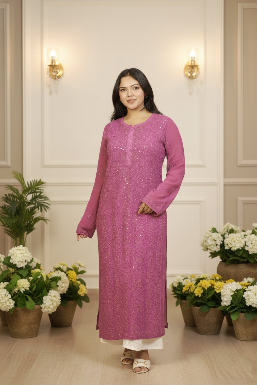Pink Chikankari Suit
