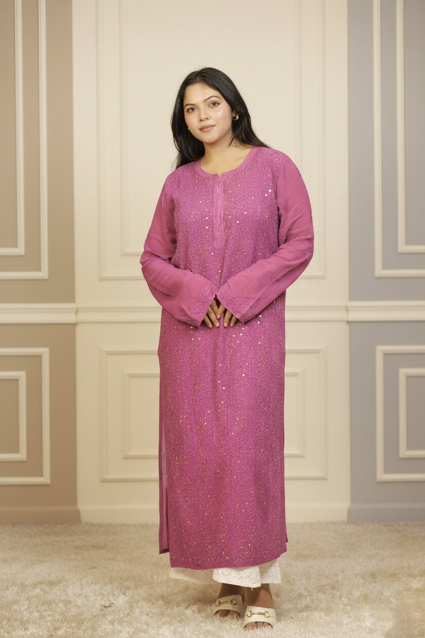 Pink Chikankari Suit
