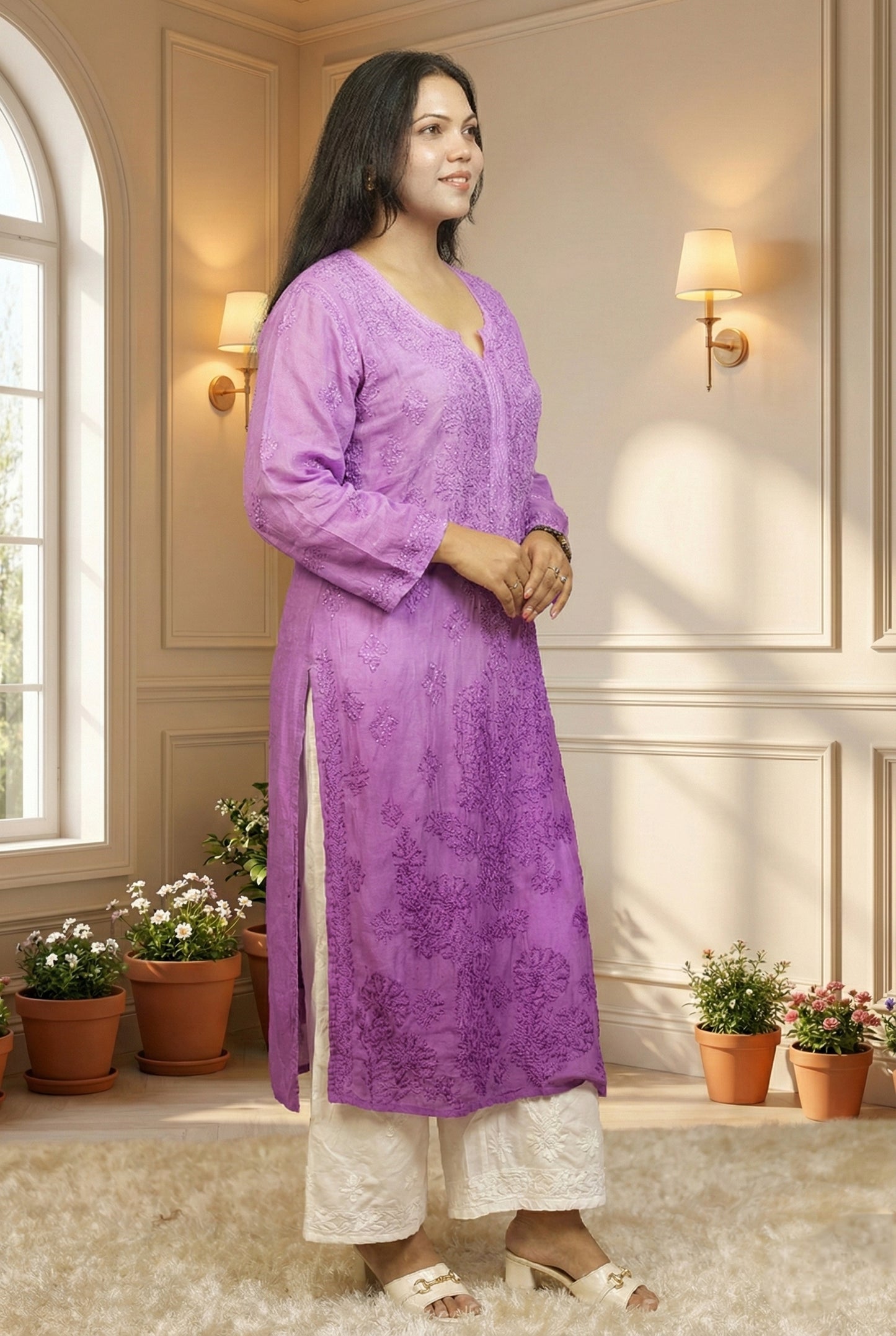 Purple Chikankari Suit