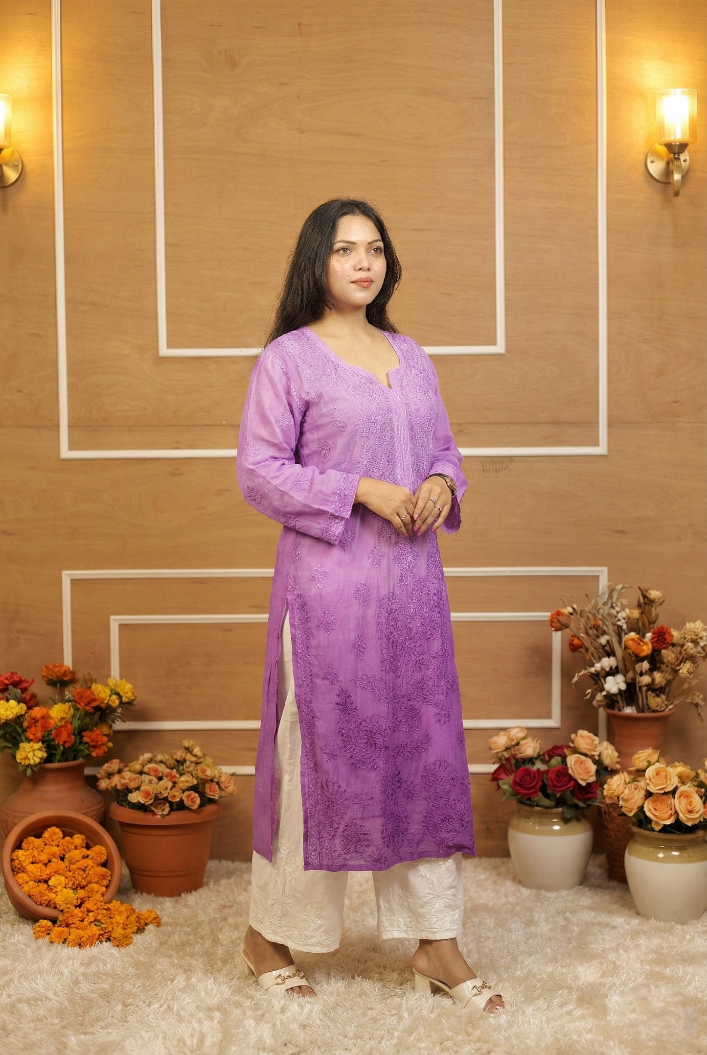 Purple Chikankari Suit