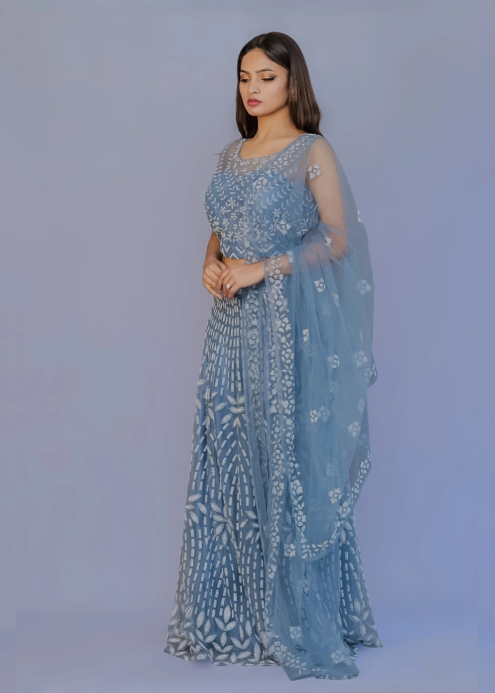 Embroidered sleeveless blouse (choli)