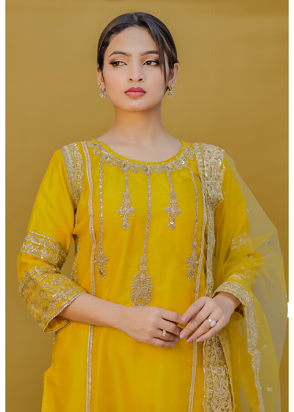 Straight embroidered kameez/kurta