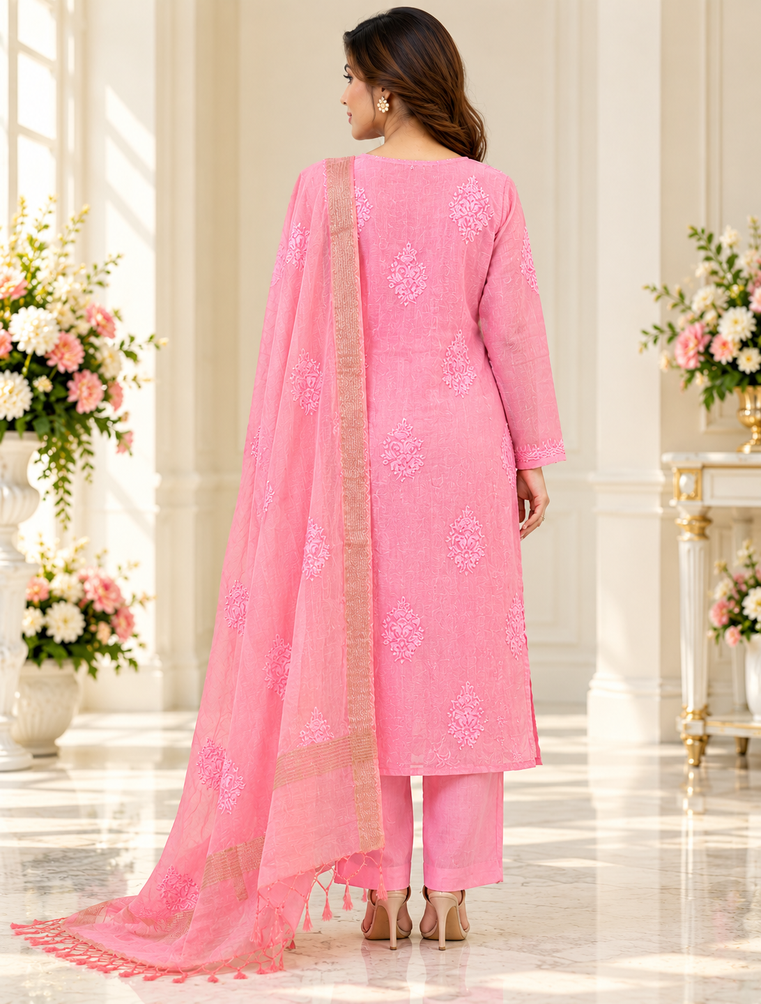 Zahra-e-Noor - Blush Pink Embroidered Pakistani Suit Set