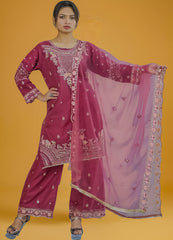 Pearl White Lucknavi Chikankari Suit