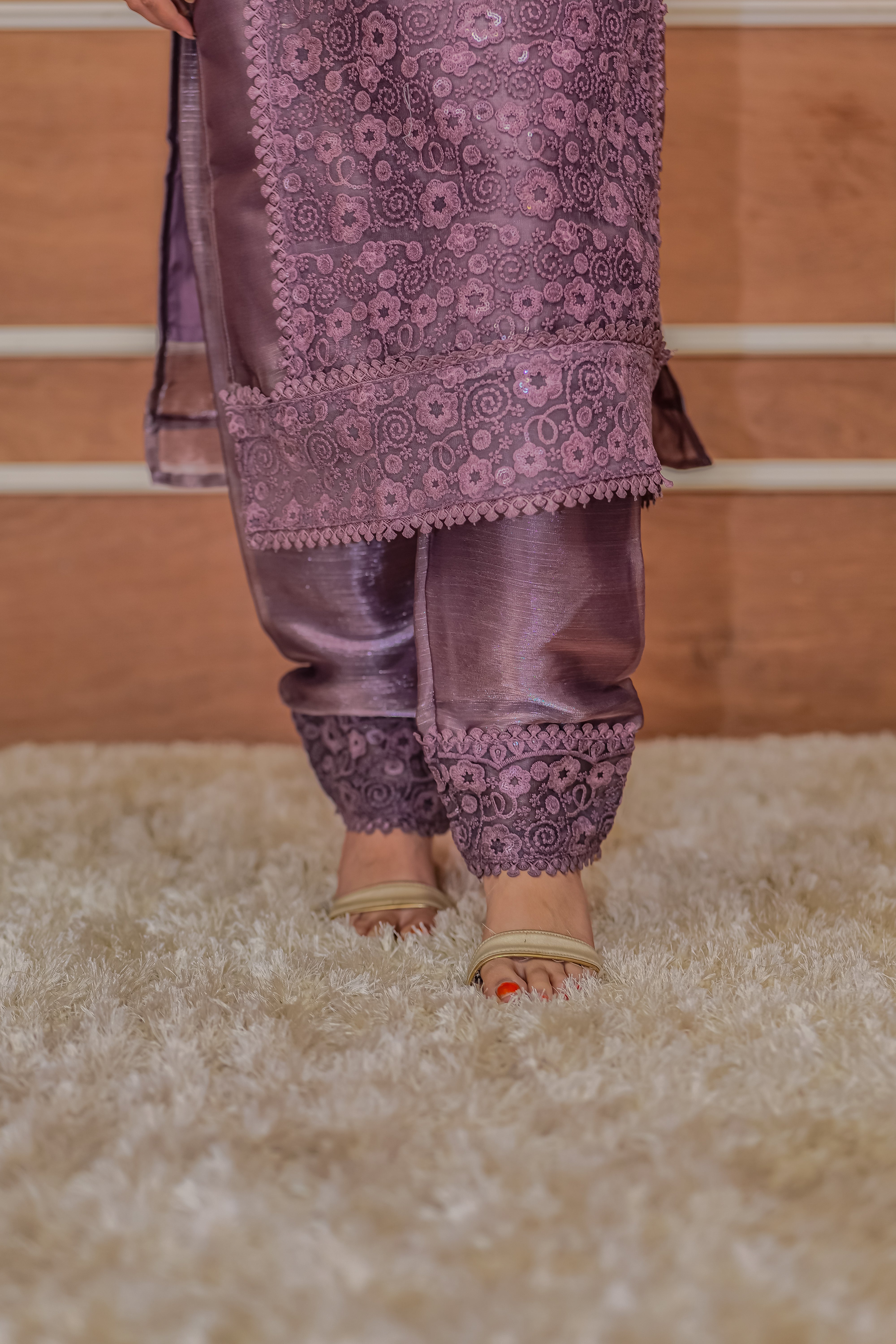 Mehroon Velvet Sharara Set